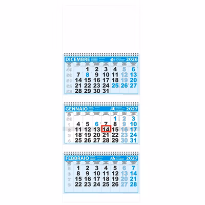 Immagine di Calendario Trittico 3 spirali cm 31x80 bianco/celeste