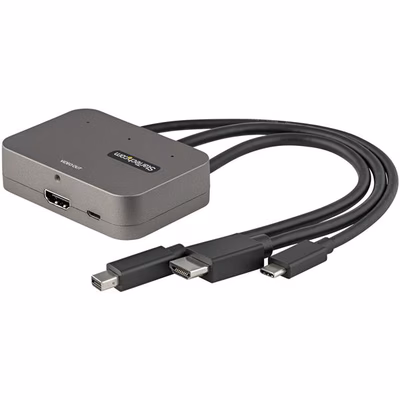 Immagine di Startech adattatore multiporta a HDMI 3-in-1 - convertitore da usb-c, HDMI o mini displayport a HDMI