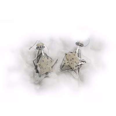 Immagine di Stella in vetro decorazione natalizia GS0929 pz 2 LxH cm 10x10