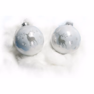Immagine di Palle di natale decorate Renna natalizia GS0937 pz 2 LxH cm 10x11