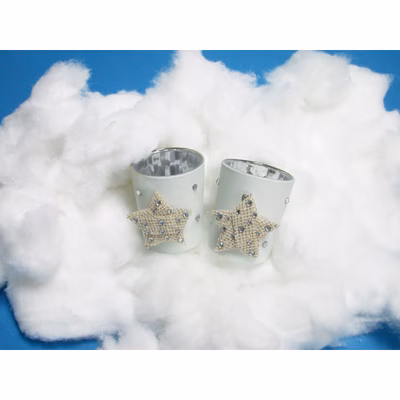 Immagine di Bicchiere portacandela in vetro satin. GS0943 pz 2 HxØ cm 7x5,5