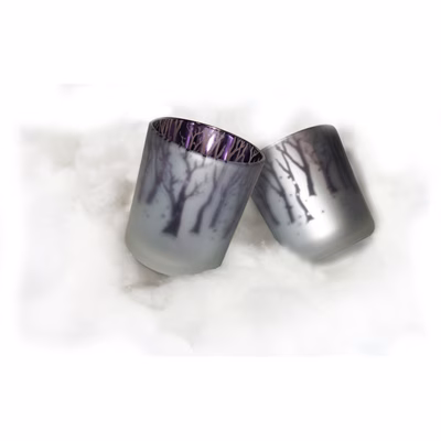 Immagine di Bicchiere portacandela satinato gr/vi GS0944 pz 2 HxØ cm 9x7