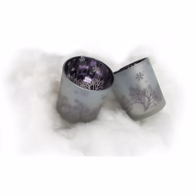 Immagine di Bicchiere portacandela satinato gr/vi GS0945 pz 2 HxØ cm 9x8