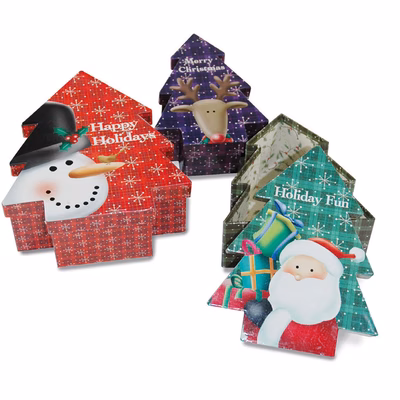 Immagine di Scatole albero di natale Happy Holidays set 3 pezzi LxH cm 21x25