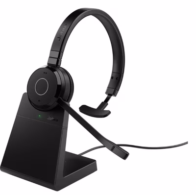 Immagine di Mono wireless Bluetooth Jabra Evolve 65 TE MS con base e certificazione Teams