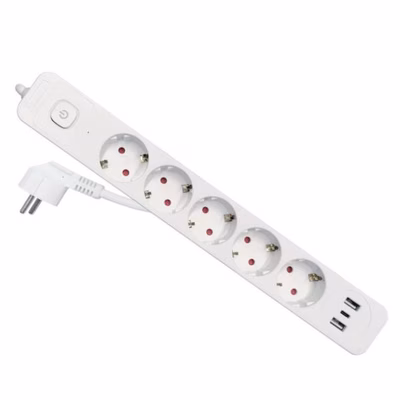 Immagine di 5-outlet power strip with 3 x USB