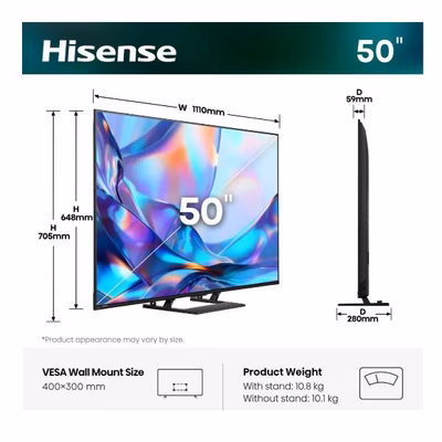 Immagine di Tv 50" uhd 4K (3840x2160) HISENSE 50 A79S QLED 4K ULTRA HD SMART VIDAA - STAND CENTR 50A79S