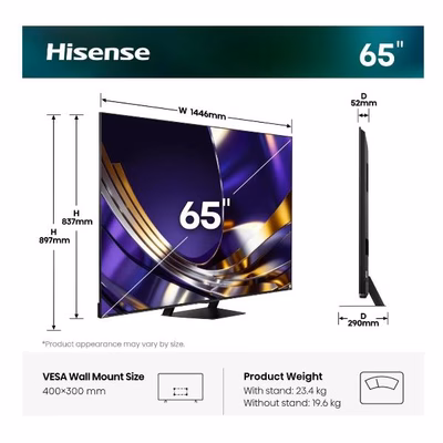 Immagine di Tv 65" uhd 4K (3840x2160) HISENSE 65 U7S PRO MINI LED 4K ULTRA HD SMART VIDAA REFRES 65U7S-PRO