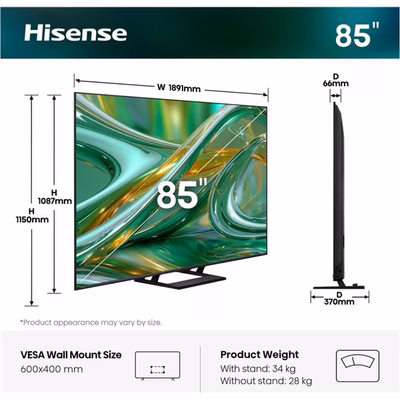 Immagine di Tv 85" uhd 4K (3840x2160) HISENSE 85 E8S MINI LED 4K ULTRA HD SMART VIDAA REFRESH RA 85E8S