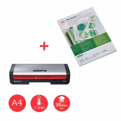 Immagine di Plastificatrice GBC 250 A4 + Pouches A4 3740400