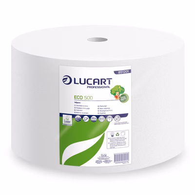 Immagine di Strofinaccio multiuso industriale a rotolo Lucart Eco 500 a due veli 2000 strappi metri 500