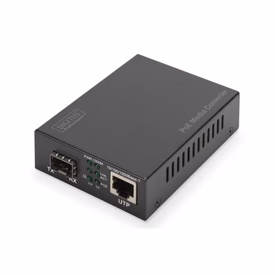 Immagine di Accessori per dipositivi di rete DIGITUS BY ASSMAN Convertitore multimediale Gigabit PoE, RJ45 / SFP