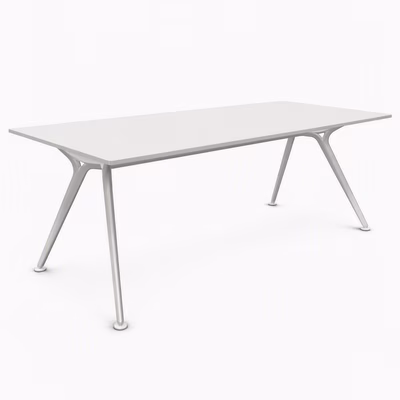 Immagine di Scrivania direzionale ACTIU ARKITEK 200x100x74,5H cm gamba metallica bianca piano bianco