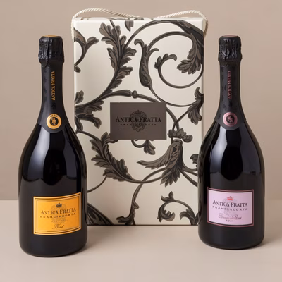 Immagine di Confezione regalo spumante Franciacorta Antica Fratta brut + rosè - 2pz