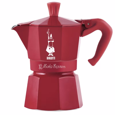Immagine di Moka Bialetti Express Natale 2026 in alluminio da 3 tazze colore rosso