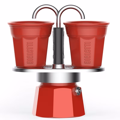 Immagine di Set Bialetti Mini Express moka 2 tazze + 2 bicchierini colore rosso