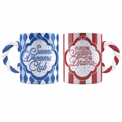 Immagine di Set Bialetti Candyland 2 tazze mug in ceramica 330 ml colori blu e rosso