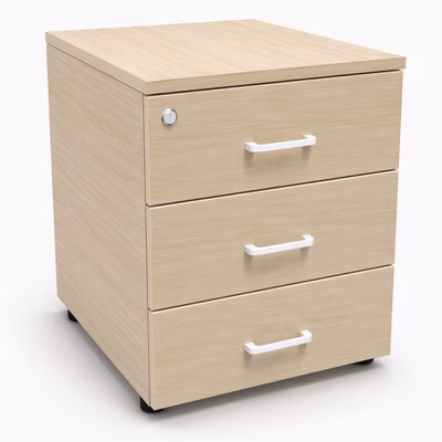 Immagine di Cassettiera ACTIU PRISMA 41x57x56,5H cm su ruote 3 cassetti con serratura colore acacia
