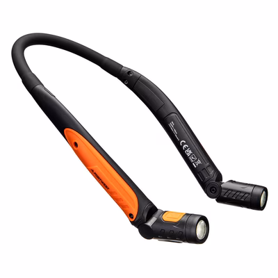 Immagine di Lampada da collo a led ricaricabile USB PORTWEST PA73 colore nero/arancione
