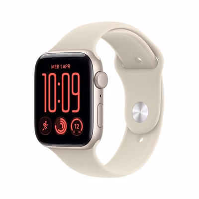 Immagine di Apple Watch SE 3 gps cassa alluminio mm 44 colore galassia-cinturino Sport sabbia taglia S/M
