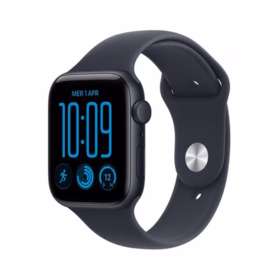 Immagine di Apple Watch SE 3 gps cassa alluminio mm 44 colore mezzanotte-cinturino Sport blu marino taglia S/M