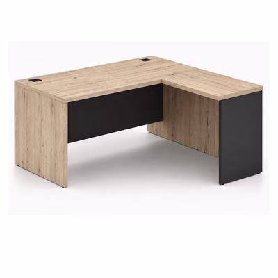Immagine di Scrivania direzionale ARTEXPORT RAW gamba legno 200x180x74H cm con allungo rovere canadese.