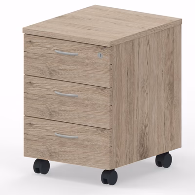 Immagine di Cassettiera direzionale ARTEXPORT RAW 3 cassetti c/serrat. e ruote 418x52x615h rovere canadese.