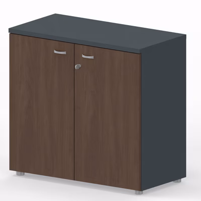 Immagine di Libreria bassa c/ante battenti ARTEXPORT RAW 90x46x85H cm struttura antracite ante frassino toscano