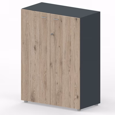 Immagine di Libreria media c/ante battenti ARTEXPORT RAW 90x46x123H cm struttura antracite ante rovere canadese