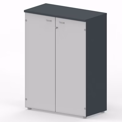 Immagine di Libreria media c/ante vetro satinate ARTEXPORT RAW s/serratura 90x46x123H cm struttura antracite.