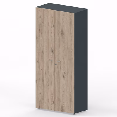 Immagine di Libreria alta c/ante battenti ARTEXPORT RAW 90x46x200H cm struttura antracite ante rovere canadese.