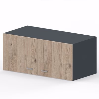 Immagine di Libreria sopralzo c/ante battenti ARTEXPORT RAW 90x46x40H cm strutt antracite ante rovere canadese