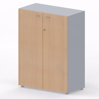 Immagine di Libreria media con ante battenti ARTEXPORT WORK 90x46x123H cm struttura grigia ante faggio