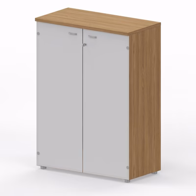 Immagine di Libreria media c/ante vetro satinate ARTEXPORT WORK senza serratura 90x46x123H cm struttura noce