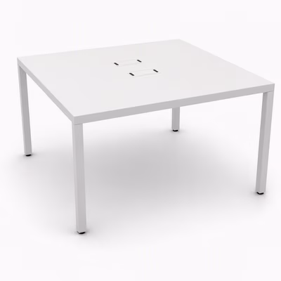 Immagine di Tavolo riunione operativo ACTIU PRISMA 160x160X74H cm gamba metallica bianca piano bianco