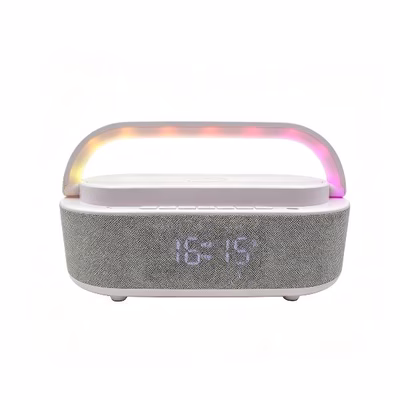 Immagine di Caricabatterie wireless/senza fili bianco USB-C CELLY WLCLOCKHAND - Sveglia Multifunzione con Speake