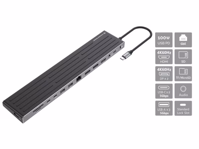 Immagine di Docking station conceptronic 14-in-1 usb-c, hdmi/dp 4k, lan gbe, pd 100w