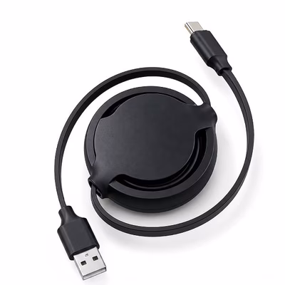 Immagine di Cavo retrattile celly usb-c/usb-a 1,2 m, nero, per ricarica e trasferimento dati