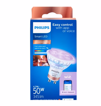 Immagine di Lampadina smart PHILIPS WiZ Color GU10 50W LED WiFi dimmerabile
