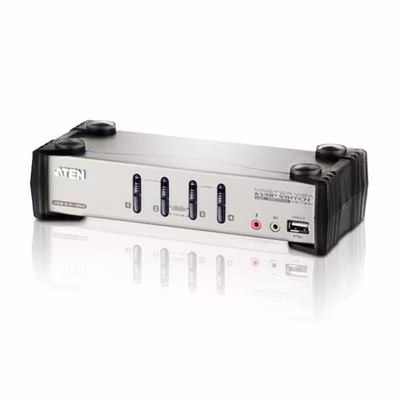 Immagine di Switch kvm aten 4 porte vga con hub USB 2.0, audio e supporto usb/ps2