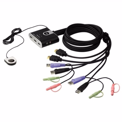 Immagine di Switch kvm aten 2 porte HDMI con audio e USB per gestione di due pc
