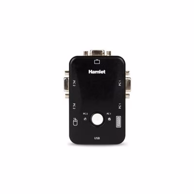 Immagine di Switch kvm hamlet per 2 pc con vga e 3 porte usb, cavi inclusi
