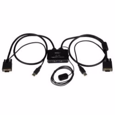 Immagine di Switch kvm startech usb/vga 2 porte con switch remoto e cavi integrati