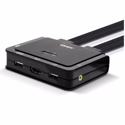 Immagine di Switch kvm lindy compact HDMI 2.0 USB 2.0 audio 2 porte 4K 60hz