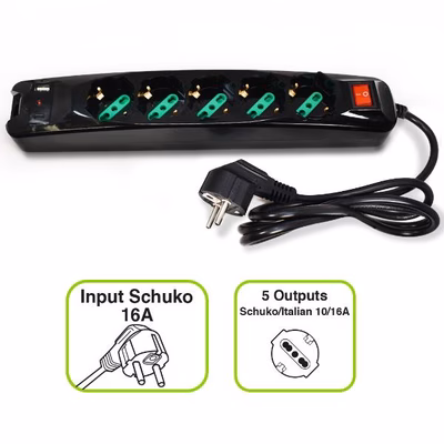Immagine di Multipresa Schuko 5 uscite con USB e USB-C Power Delivery 20W