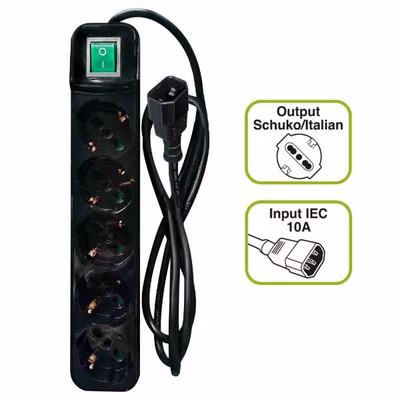 Immagine di Multipresa IEC C14 con 5 prese Schuko/Italia e interruttore luminoso