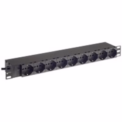 Immagine di PDU TECNOSTEEL 9 prese Schuko con spia luminosa e spina Schuko 1U