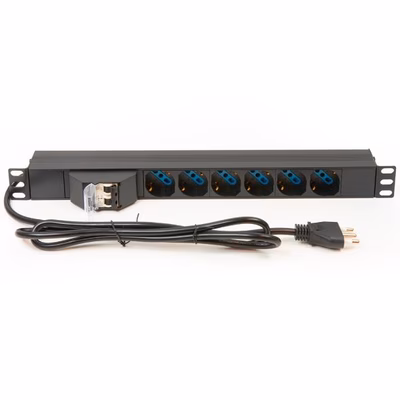 Immagine di Multipresa rack LINK 19" con 6 prese universali Schuko e protezione magnetotermica
