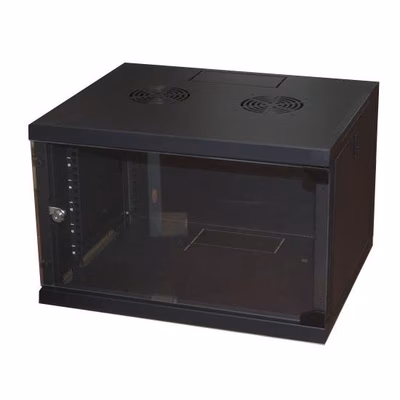 Immagine di Armadio rack LINK 19" 6U da muro con porta in vetro e montanti regolabili
