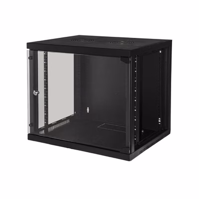 Immagine di Armadio rack LINK 19" 9U da muro con porta in vetro e struttura professionale